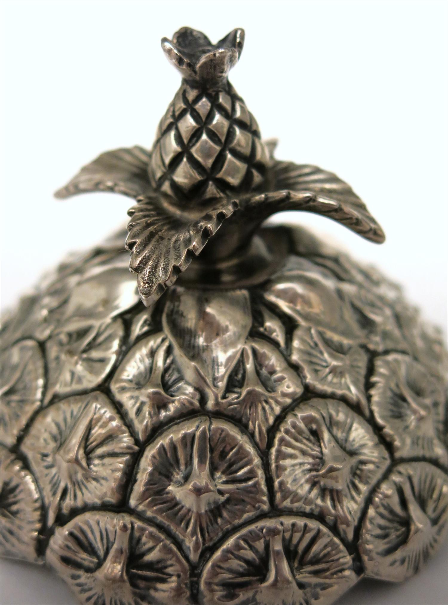 Rare antique Gorham Sterling Silver Pineapple Jam crystal Jar with Lid