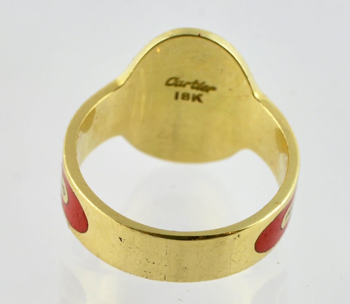 iGavel Auctions Cartier 18K Yellow Gold & Enamel Cigar Band Ring, M9ACJ