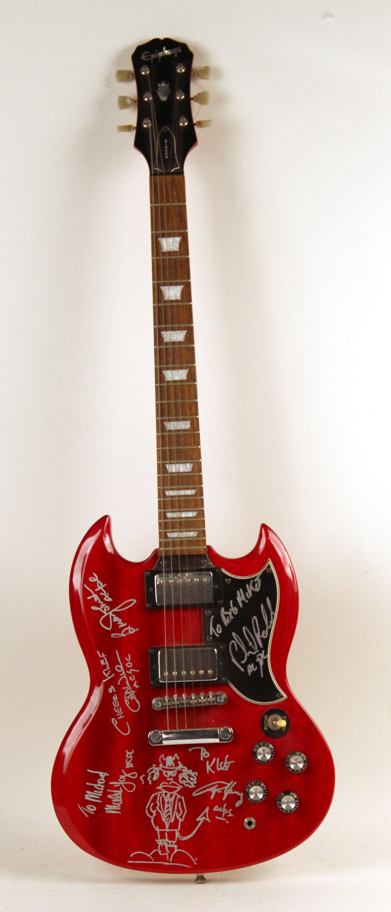 iGavel Auctions: AC/DC Signed Epiphone Gibson SG Cherry Red Electric