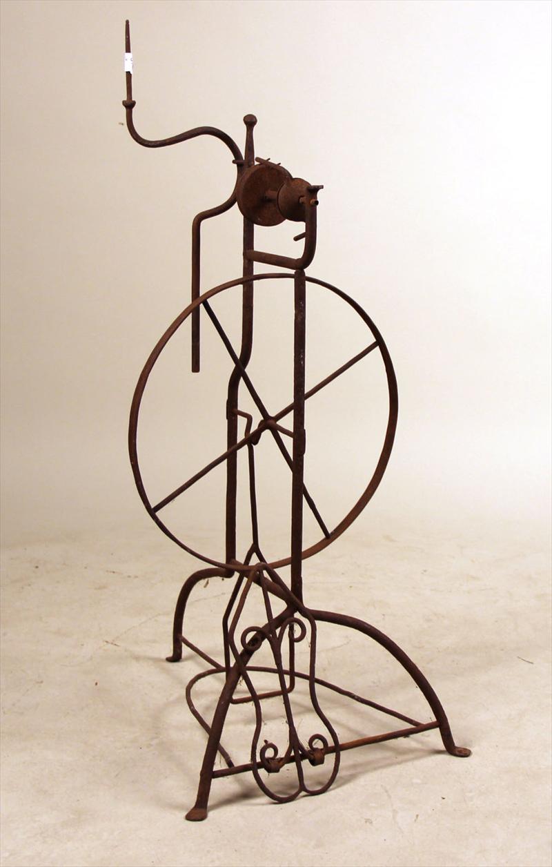 iGavel Auctions: Wrought Iron Spinning Wheel, 19th/20th C., N1GNH