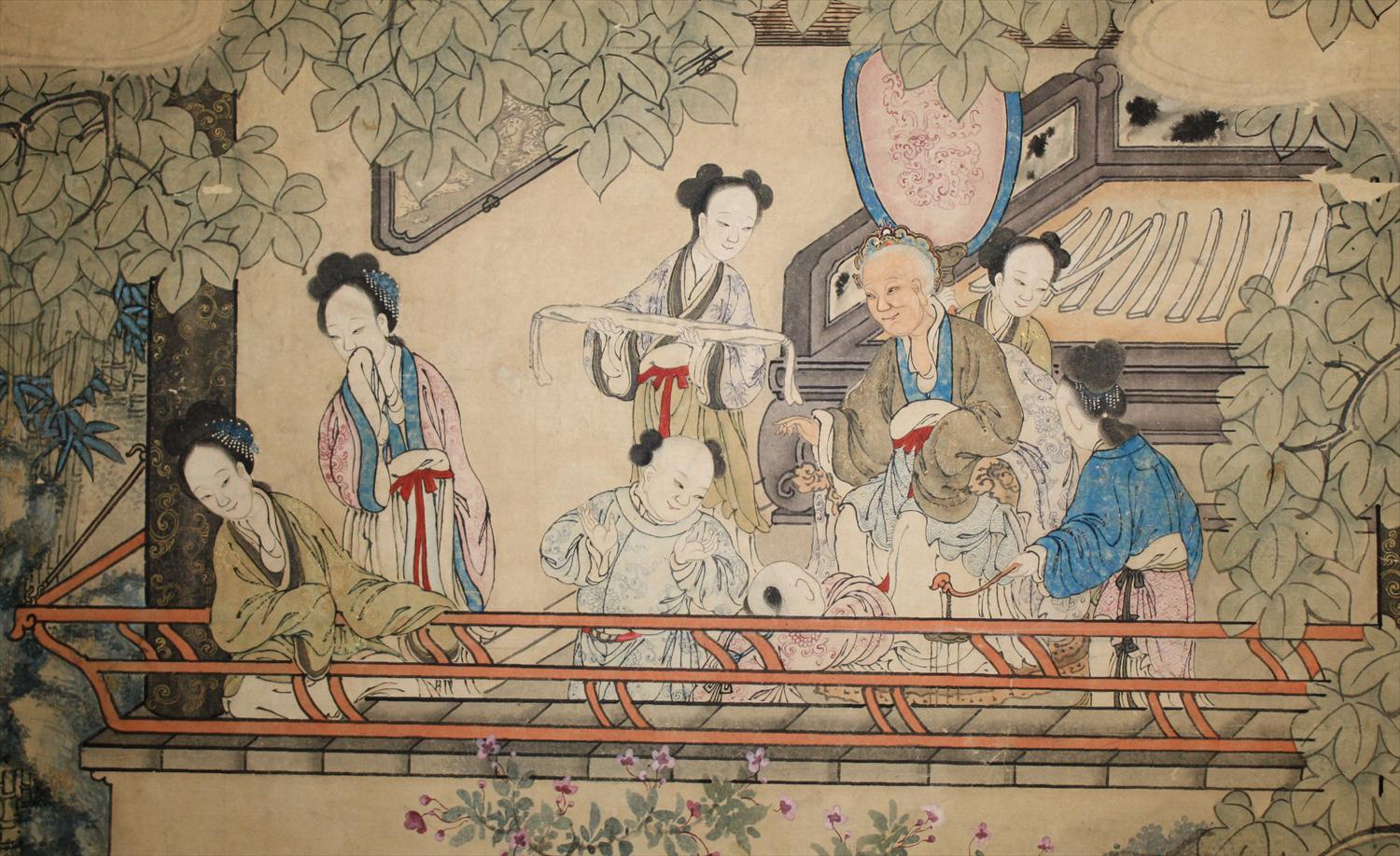 igavel-auctions-large-chinese-qing-dynasty-painting-of-scholars-and